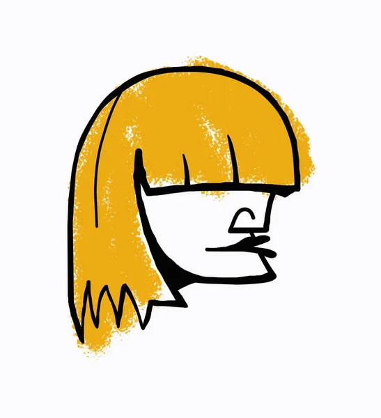 Abstrakcyjny Surrealistyczne Ilustrowane Twarz Dziewczyny Profilu Żółtymi Włosami Izolowane Białym — Zdjęcie stockowe
