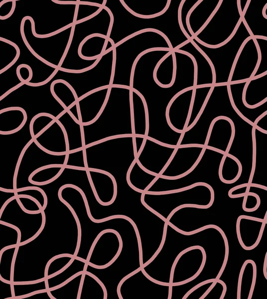 Abstraktní Kresba Růžovými Čarami Černém Pozadí Bezproblémový Vzor — Stock fotografie