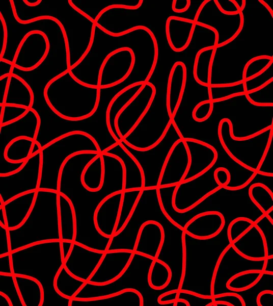 Abstract Doodle Tekening Met Rode Lijnen Een Zwarte Achtergrond Naadloos — Stockfoto