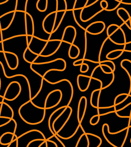 Abstraktní Kresba Oranžovými Čarami Černém Pozadí Bezproblémový Vzor — Stock fotografie
