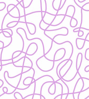 Beyaz arka planda pembe çizgiler olan soyut karalama çizimi. Kusursuz desen..