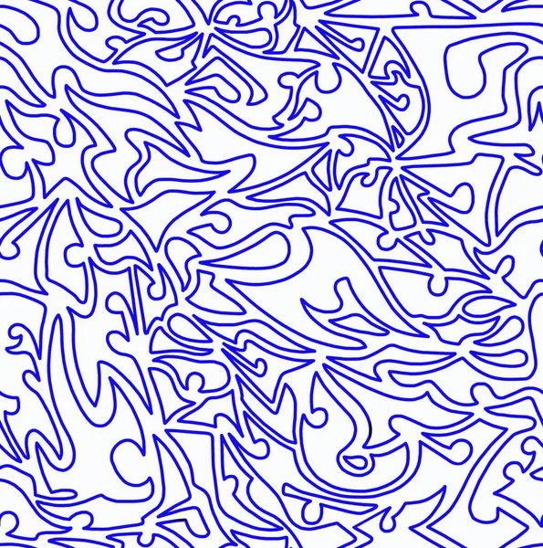 Abstraktní Kresba Modrými Čarami Bílém Pozadí Bezproblémový Vzor — Stock fotografie