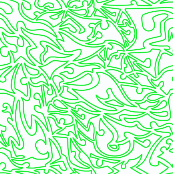 Dibujo Garabato Abstracto Con Líneas Verdes Sobre Fondo Blanco Patrón — Foto de Stock