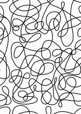  Beyaz arkaplanda siyah çizgilerle karalamalar. Kusursuz bir arkaplan üzerine soyut çizimler..