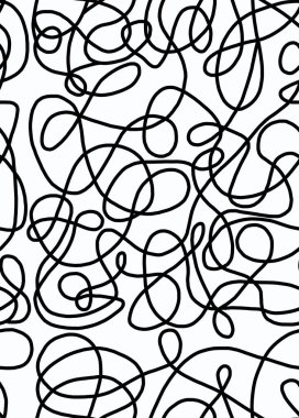 A hand-drawn drawing with black lines on a white background.Doodle and abstract design on seamless background.