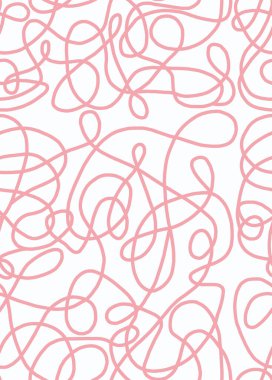 A hand-drawn drawing with pink lines on a white background.Doodle and abstract design on seamless background.