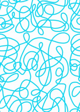 A hand-drawn drawing with blue lines on a white background.Doodle and abstract design on seamless background.