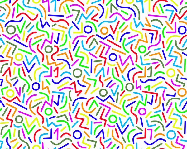Абстрактный Рисунок Геометрических Фигур Разноцветными Цветами Белом Фоне Нарисованный Вручную — стоковое фото