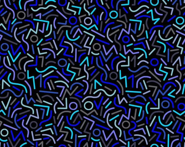 Dibujo Abstracto Formas Geométricas Colores Azules Sobre Fondo Negro Dibujado — Foto de Stock
