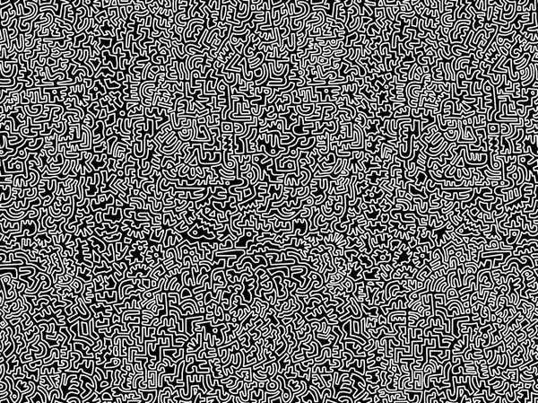 Черно Белый Абстрактный Рисунок Нарисованный Вручную Каракулями Черном Фоне — стоковое фото