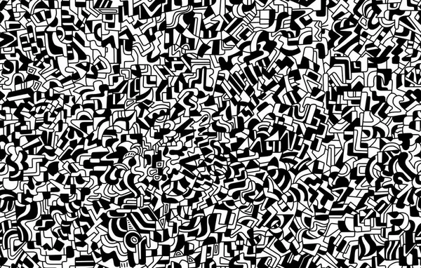 Dibujo Abstracto Con Líneas Geométricas Negras Sobre Fondo Blanco Dibujo —  Fotos de Stock