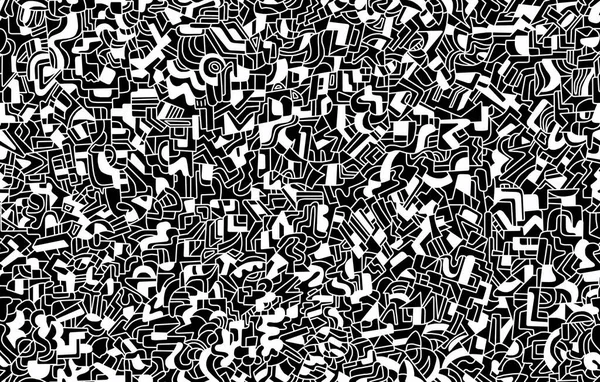 Черно Белый Абстрактный Рисунок Нарисованный Вручную Каракулями Черном Фоне — стоковое фото