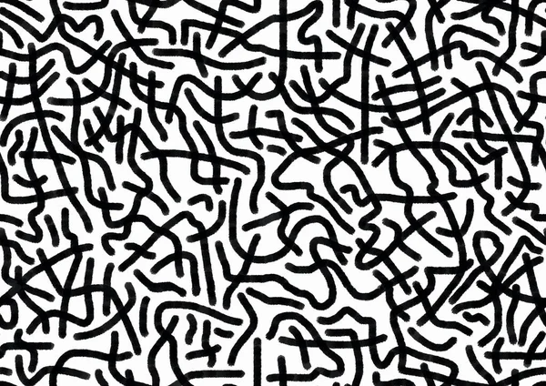 Абстрактная Рука Рисунок Черными Небрежными Штрихами Линий Белом Фоне — стоковое фото