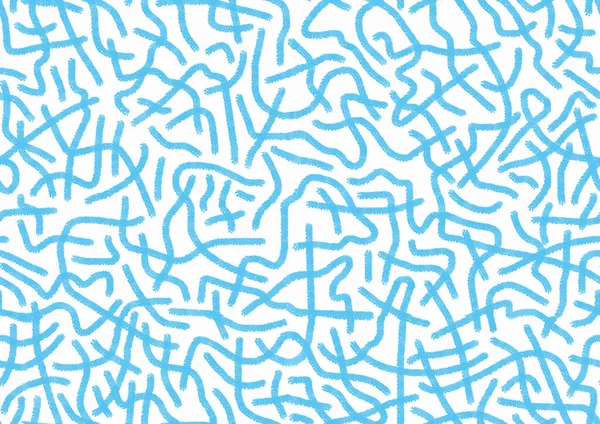 Abstract Hand Getekende Tekening Met Blauwe Slordige Lijnen Een Witte — Stockfoto