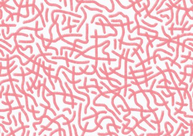 Soyut el - beyaz arkaplanda pembe çizgili özensiz çizimler. Kusursuz çizim.