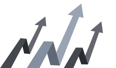 İşyerinin ve grafiğin gri okları büyüyor, bu da ekonomik grafiğin kârını gösteriyor..