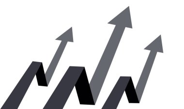 İşyerinin kara okları ve çizelgesi büyüyor. Bu da ekonomik tablonun kârını gösteriyor. Beyaz bir zemin üzerine çiziyor..