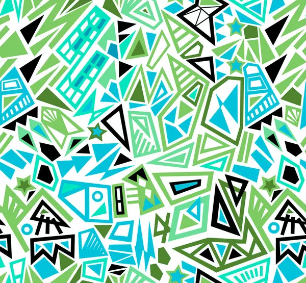 Mavi tonda çizilmiş geometrik şekillerin soyut çizimi. Kusursuz desen..