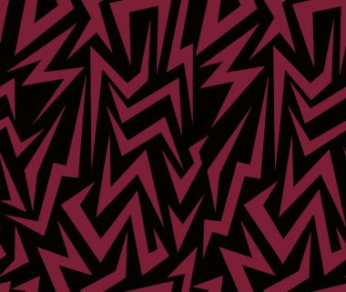 Siyah arkaplanda kırmızı üçgenlerin soyut çizimi. Kusursuz desen..