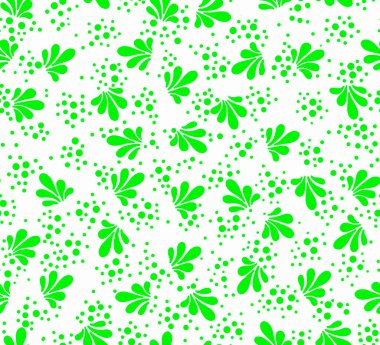 Beyaz arka planda yeşil tonlarda çiçek deseni. Kusursuz desen..