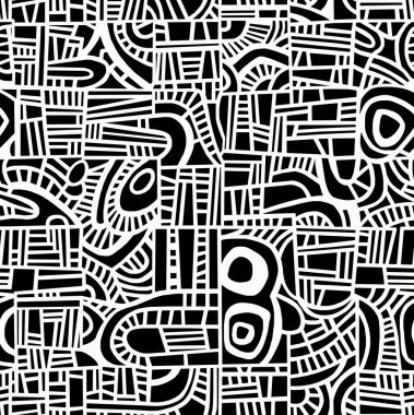 Meksika usulü siyah beyaz çizilmiş. Kusursuz desenli..