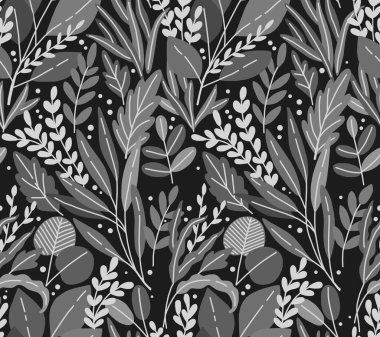 Siyah beyaz, soyut, el çizimi. Kusursuz desen..