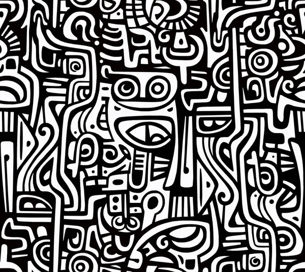 Meksika usulü siyah beyaz çizilmiş. Kusursuz desenli..