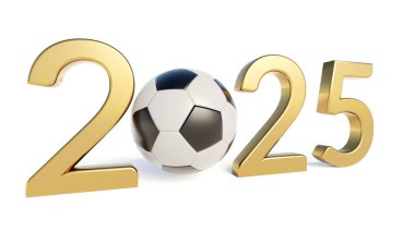 2025 futbol topu beyaz alanda izole edildi.