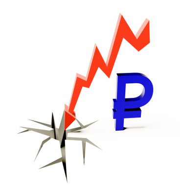 Ruble çökmüş ok aşağı. Beyazı kır.
