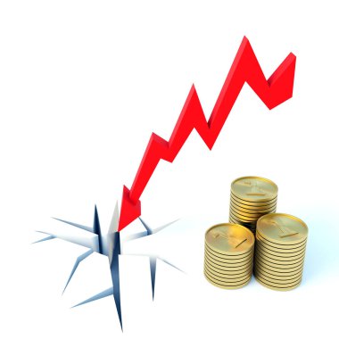 Beyaz arkaplanda ok parası çatlağı