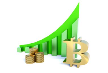 Bitcoin growth chart on the white background