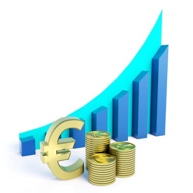 Beyaz arkaplanda Euro büyüyen diyagram