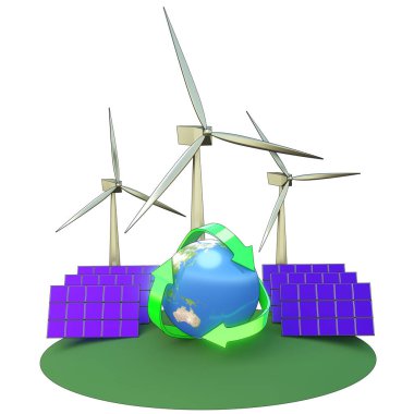 Eko ikon. Güneş ve rüzgar santrali, Küre Okyanusu izole
