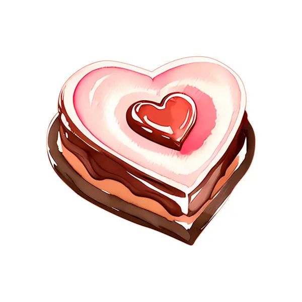 Watercolor pink valentines day bento cake. Cake logo design, birthday cake illustration,Wedding cake,sweets clipart, bakery menu