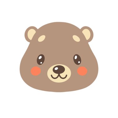 Beyaz arkaplan vektör illüstrasyonunda izole edilmiş şirin ayı çizgi film simgesi