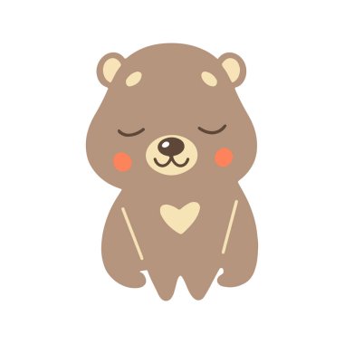 Tişört tasarımı için şirin ayı vektör çizimi. Moda kumaşları, tekstil grafikleri, baskılar için vektör illüstrasyon tasarımı