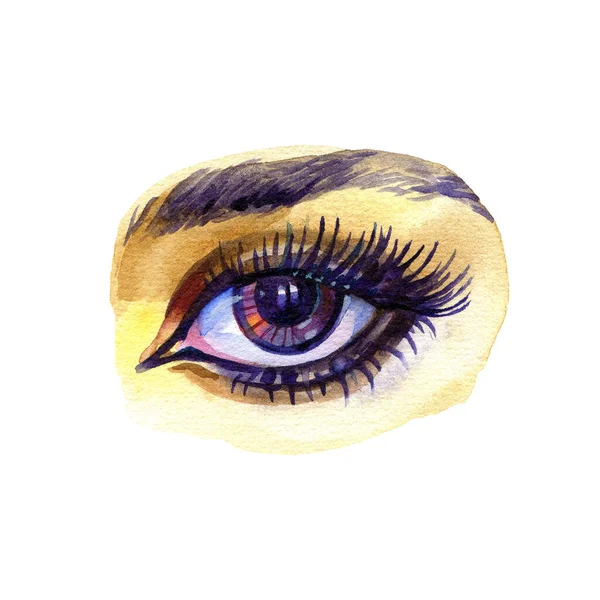 Smokey make up eye in violet color for fashion beauty concept watercolor illustration.