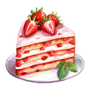 Suluboya Çilekli Kek Sanatı: Lezzetli ve Tatlı Tatlı Tatlı Çizimler.