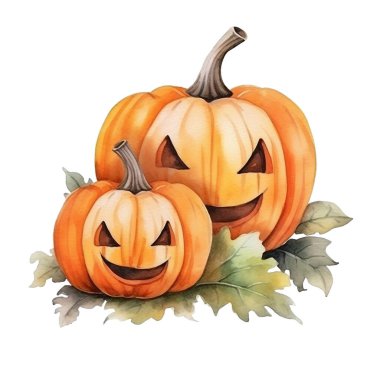 Suluboya ile çizilmiş Cadılar Bayramı balkabakları. Cadılar Bayramı kartı, davetiye ve pankart tasarlamak için. Şirin, korkunç balkabakları. Beyaz arkaplanda izole.