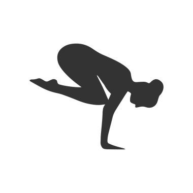 Yoga egzersizleri yapan zayıf, sportif genç bir kadın. Sağlıklı bir yaşam tarzı. Tişört grafikleri, simgeler, web, posterler, baskılar için beyaz arkaplanda izole edilmiş vektör siluet çizimleri.