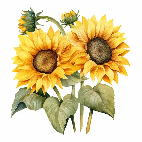 Watercolor sunflower hand painted illustration, perfect for wedding invitation, greeting card, fabric, textile, wallpaper, ceramics, branding, web design, stationery, cosmetic social media scrapbook