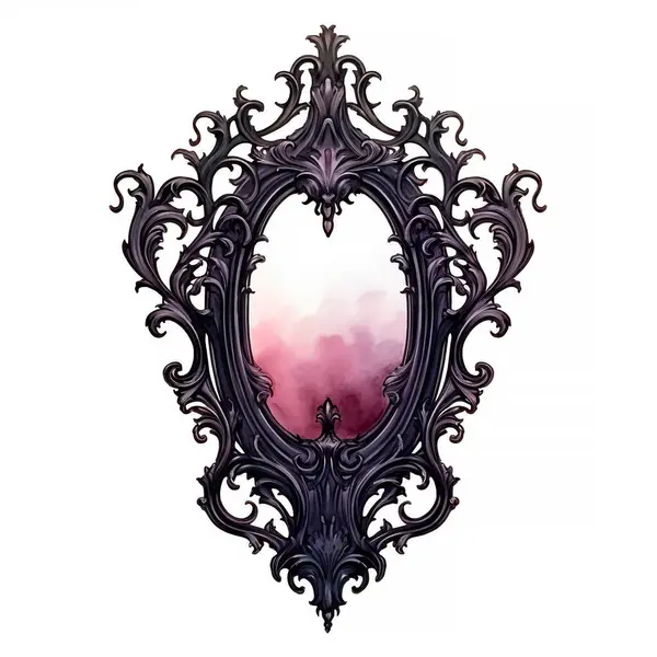 Viktorya dönemine ait gotik çerçeve koyu suluboya çizimi. Davetiye veya kart tasarımı