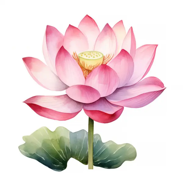 Watercolor lotus clipart for graphic resources. Water lily composition.