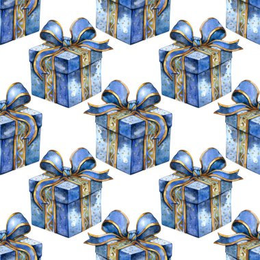 Kusursuz bir tatil düzeni. El çizimi suluboya Noel sembolleri. Hediye kutusu. Yahudi Noel 'i ve Yeni Yıl. Moda tasarımı