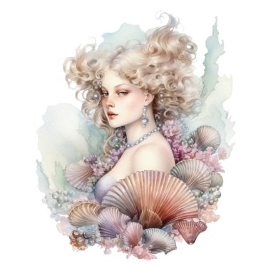 Beyaz arka planda izole edilmiş suluboya güzel deniz kızı tasarımı. Peri masalı çizimi. Efsanevi yaratık