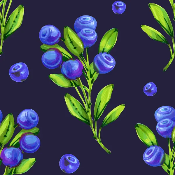 Orman botaniğiyle kusursuz desen. Tasarım, kumaş, kağıt, duvar kağıdı ve ambalaj için böğürtlenli suluboya arkaplan. El çizimi illüstrasyon