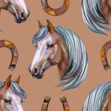 Atlar ve at nallarıyla kusursuz desen. Çiftlik hayvanlarıyla yazdır.