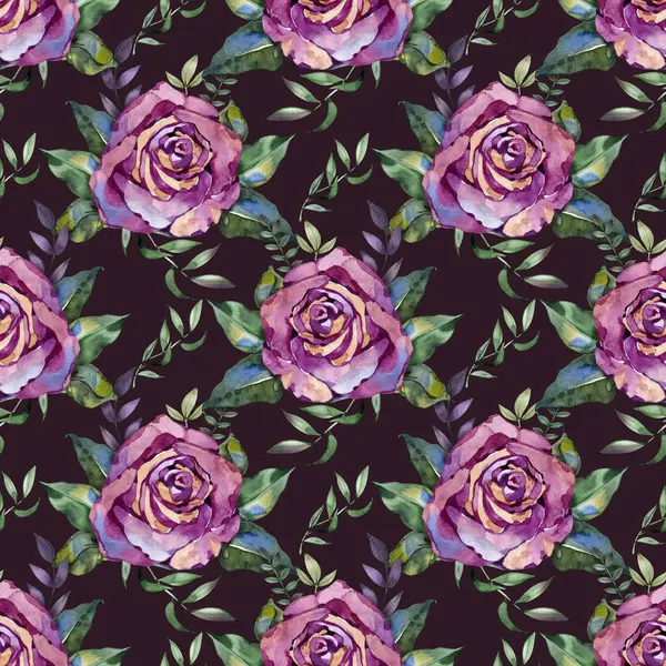 Romantic flower seamless pattern with purple flower decoration