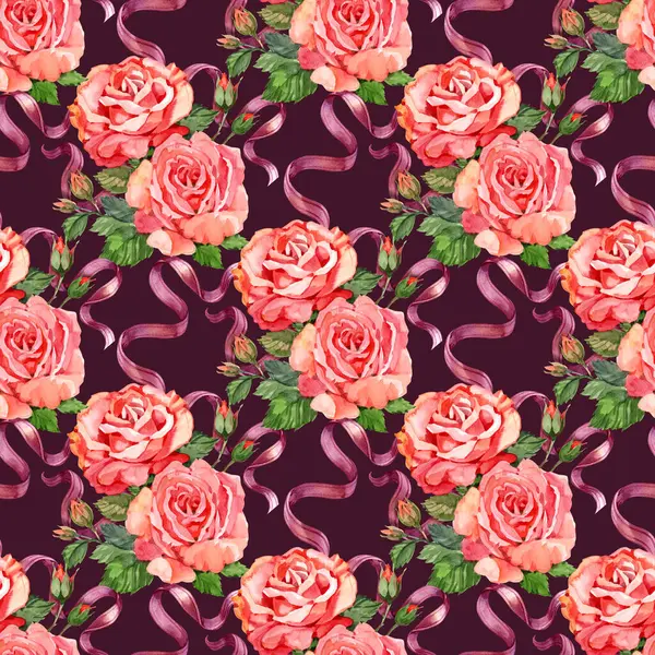 Güller, pembe kurdeleler, pürüzsüz desenler, suluboya. El çizimi klasik tasvirler. Düğün kartları, ambalaj kağıtları, tekstil, kumaş, kapaklar, afişler.