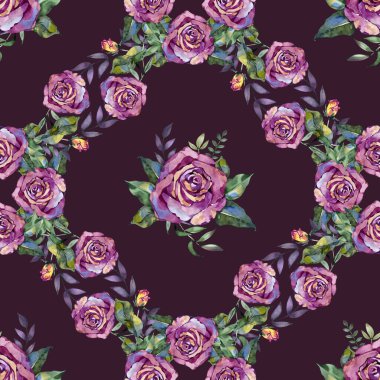 Tekstil için gül deseni, pürüzsüz desenli mor gül tarzı.